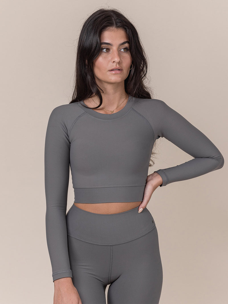 Tinsel Crop Top Dark Gray